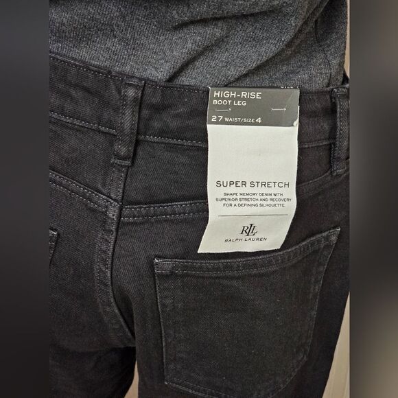 Ralph Lauren 5 Pockets Hid Rise Bootcut Jeans NWT Black - Picture 4 of 5